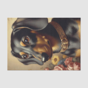 Cute Vintage Dachshund Painting Tissue Paper