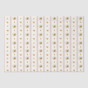Cute Vintage Daisy Stripes Cream White Tissue Paper
