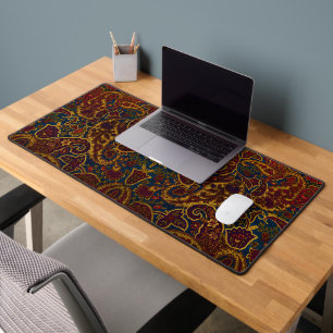 Cute vintage dark brown paisley design desk mat