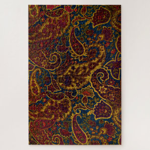 Cute vintage dark brown paisley design jigsaw puzzle