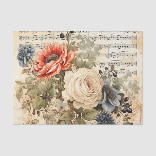 Cute vintage decoupage flowers  tissue paper (Front)