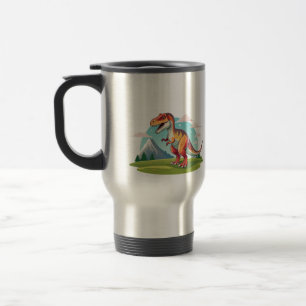 Cute vintage Dinosaur T Rex with Mountain  Travel Mug