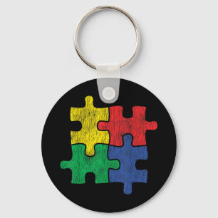 Cute Vintage Distressed design for Autism Awarenes Key Ring