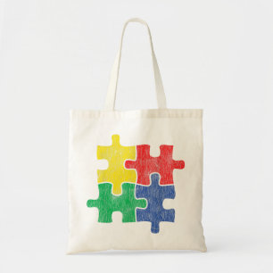 Cute Vintage Distressed design for Autism Awarenes Tote Bag