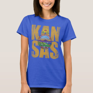 Cute Vintage Distressed Kansas Flag Travel T-Shirt