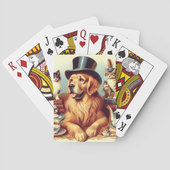 Cute Vintage Dog Painting Playing Cards (Back)