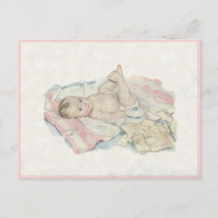 Cute Vintage Drawing Of A Sweet Little Baby Postcard