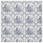 Cute Vintage Dutch Windmill Sailboat Delft Blue Fabric