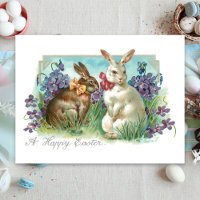 Cute Vintage Easter Bunnies with Bows