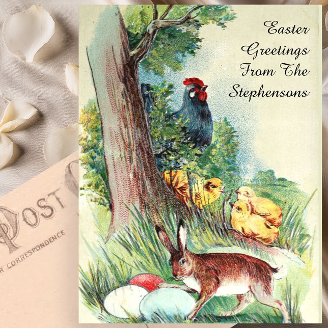 Cute Vintage Easter Bunny and Eggs Postcard (Creator Uploaded)