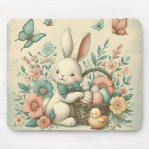 Cute, Vintage Easter bunny & chick Mouse Mat