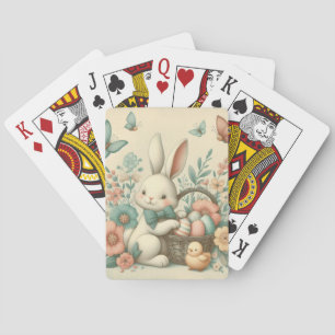 Cute, Vintage Easter bunny & chick Playing Cards