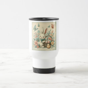 Cute, Vintage Easter bunny & chick Travel Mug