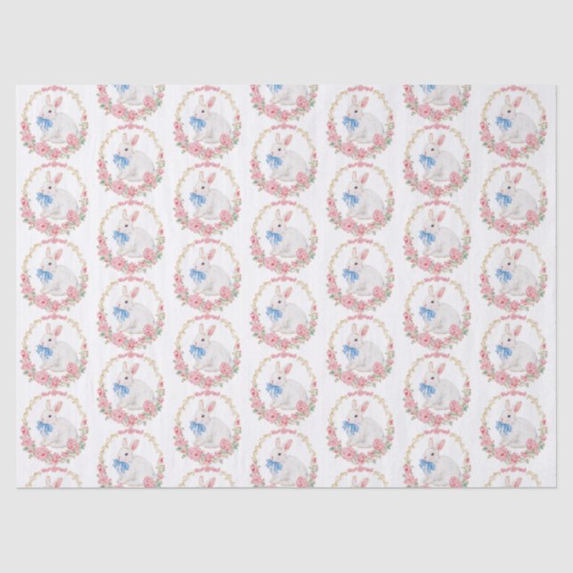 Cute Vintage Easter Bunny Decoupage Tissue Paper (Front)