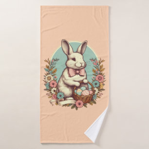 Cute, vintage Easter bunny/egg/basket Bath Towel