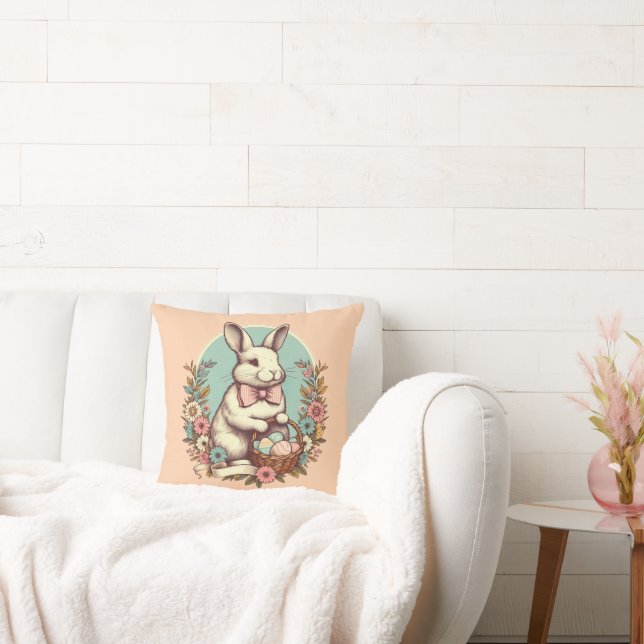 Cute, vintage Easter bunny/egg/basket  Cushion (Couch)