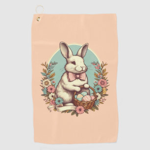 Cute, vintage Easter bunny/egg/basket Golf Towel