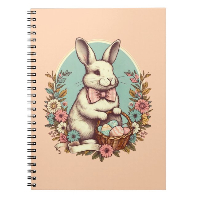 Cute, vintage Easter bunny/egg/basket  Notebook (Front)
