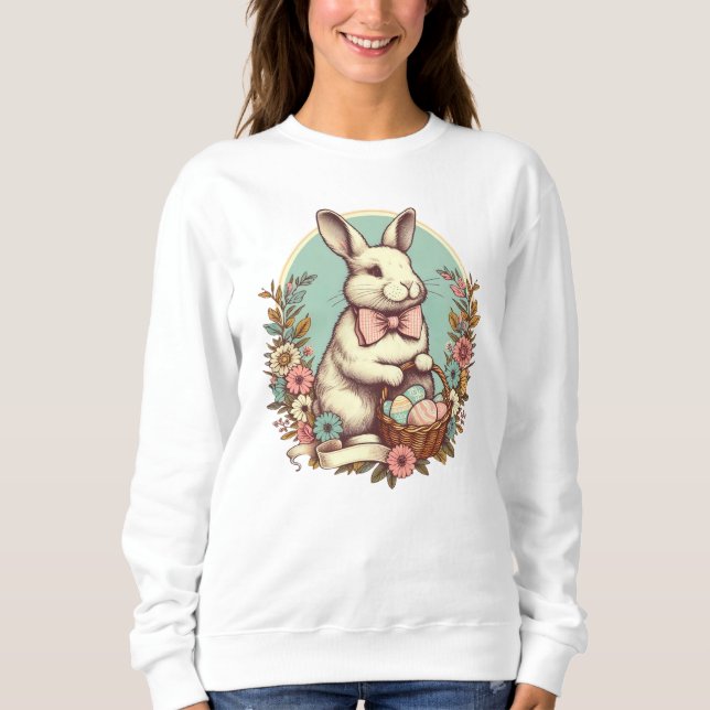 Cute, vintage Easter bunny/egg/basket  Sweatshirt (Front)
