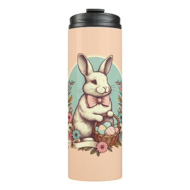 Cute, vintage Easter bunny/egg/basket  Thermal Tumbler (Front)
