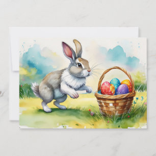 Cute Vintage Easter Bunny Holiday Card