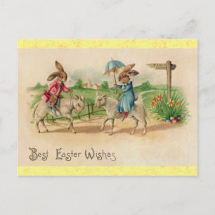 Cute Vintage Easter Bunny Rabbit Postcard