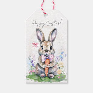 Cute Vintage Easter Bunny Rabbit Watercolor Gift Tags