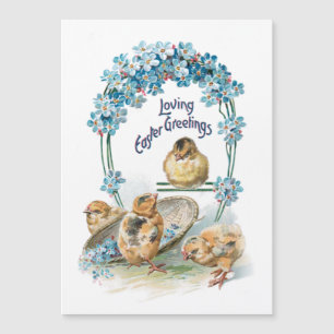 Cute Vintage Easter Chicks & Blue Forget-me-Nots