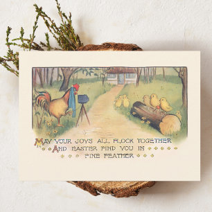 Cute Vintage Easter Chicks Posing for Family Photo Holiday Card