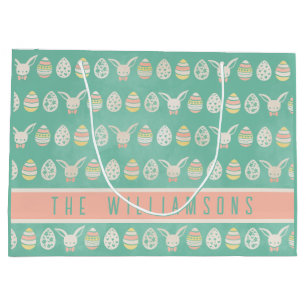 Cute Vintage Easter Eggs Personalised  Large Gift Bag