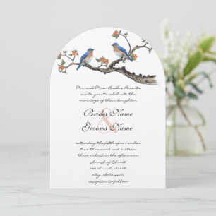Cute Vintage Eastern Bluebirds Wedding Invitations