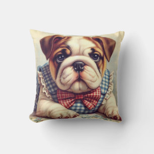 Cute Vintage English Bulldog Art Cushion