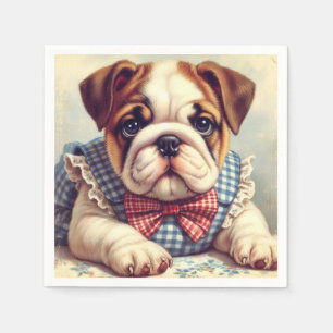 Cute Vintage English Bulldog Art Napkin