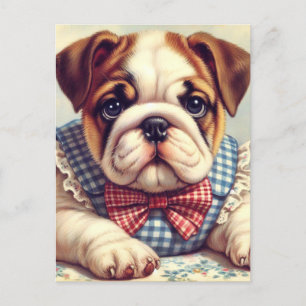 Cute Vintage English Bulldog Art Postcard