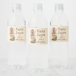 Cute Vintage Fairy Juice Birthday Party Water Bottle Label