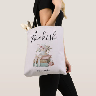Cute Vintage Floral Bookish  Tote Bag