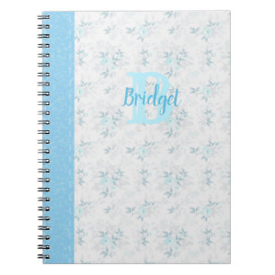 Cute Vintage Floral Design Blue Notebook