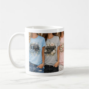 Cute Vintage Floral Graphic GirlClassic Mug, 11 oz Coffee Mug