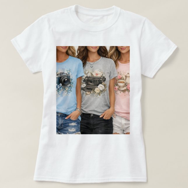 Cute Vintage Floral Graphic Girls T-Shirt  (Design Front)