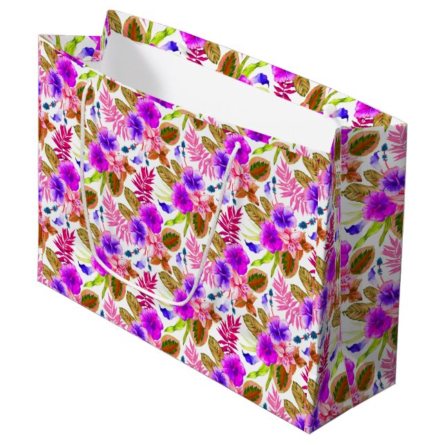 Cute vintage floral patterns large gift bag (Front Angled)