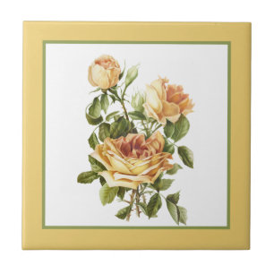 cute vintage floral rose tile
