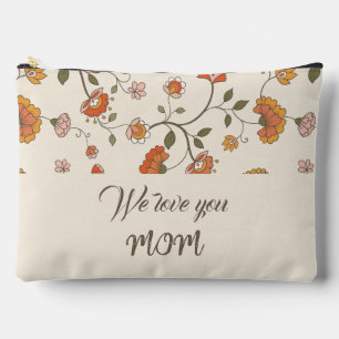 Cute vintage floral Rustic pink We love you Mum Accessory Pouch