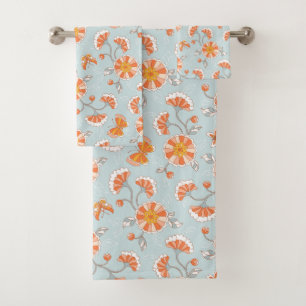 Cute Vintage Flower Butterfly Pattern Bath Towel Set