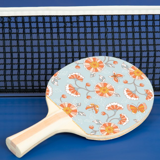 Cute Vintage Flower Butterfly Pattern Ping Pong Paddle (Insitu)