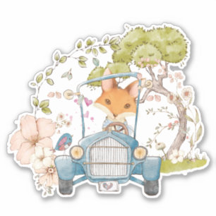 Cute Vintage Fox Botanical Florals Baby boy