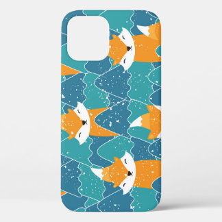 Cute Vintage Foxes Illustration iPhone 12 Case