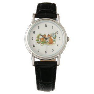 Cute Vintage Foxes Retro Christmas Scene Watch