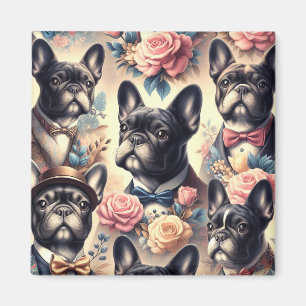 Cute Vintage French Bulldog  Painting Magnet