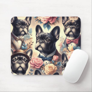 Cute Vintage French Bulldog  Painting Mouse Mat