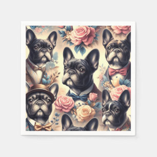 Cute Vintage French Bulldog Painting Napkin